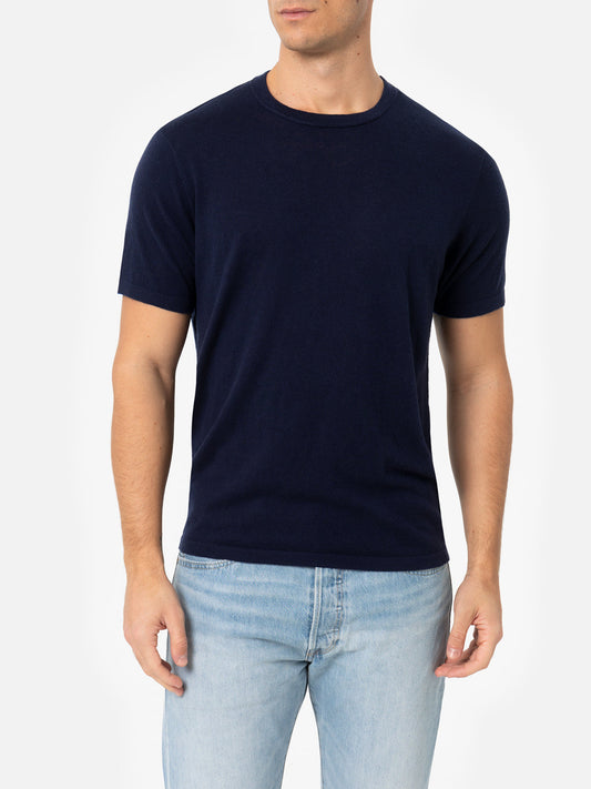 Man navy blue cashmere blend t-shirt Scott