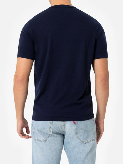 Man navy blue cashmere blend t-shirt Scott