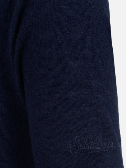 Man navy blue cashmere blend t-shirt Scott