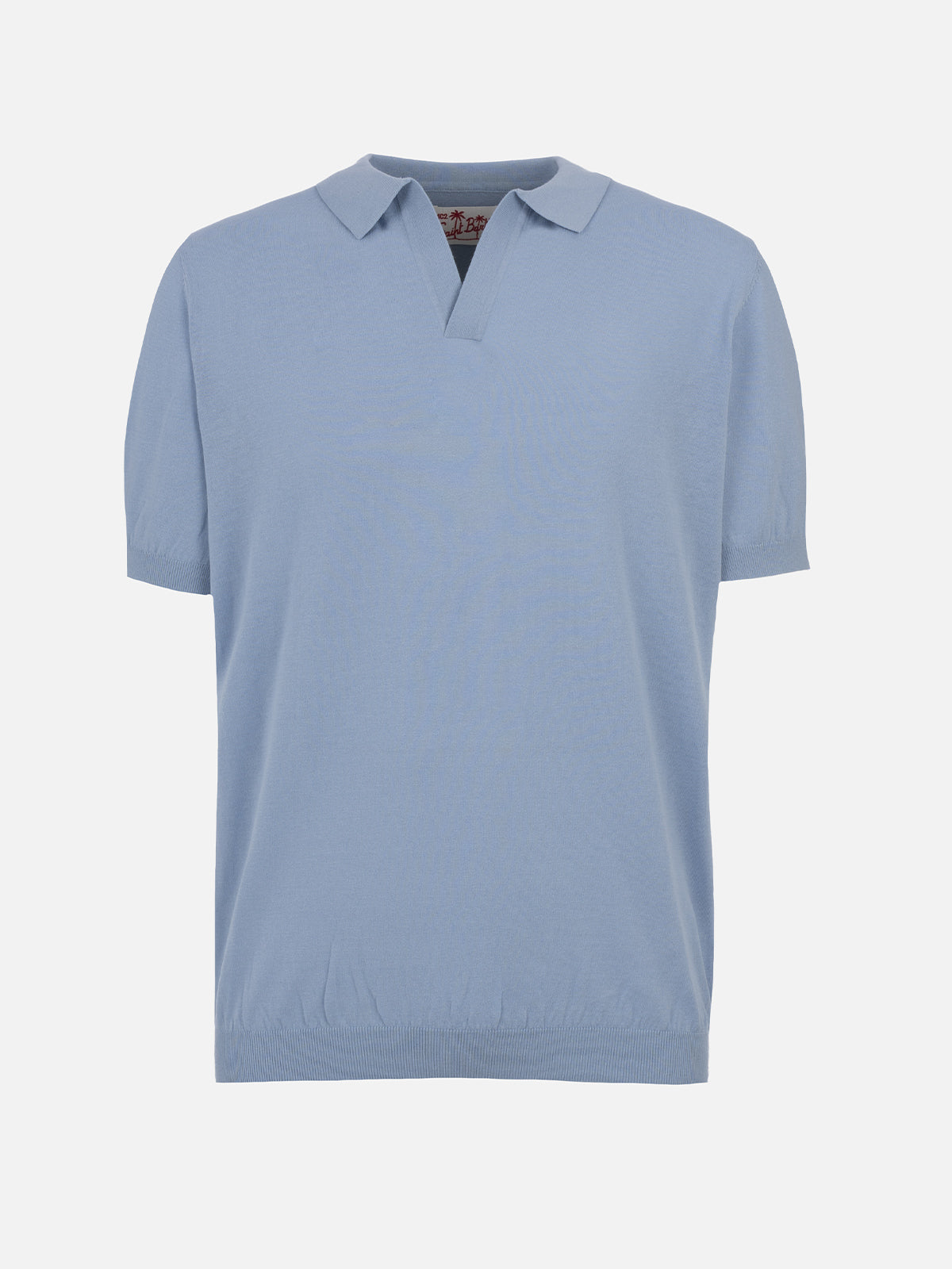 Sloan light blue buttonless knitted polo shirt