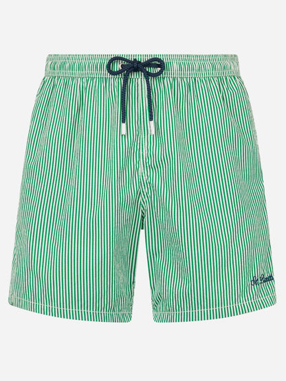 Seersucker green striped classic light swim shorts Patmos
