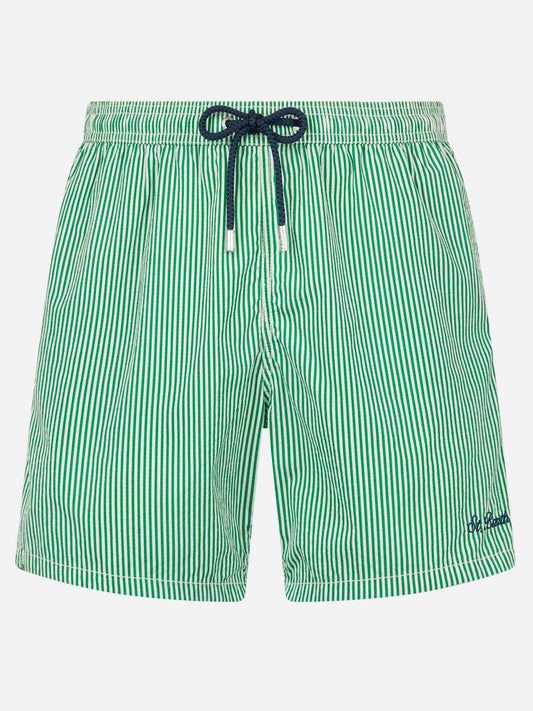Seersucker green striped classic light swim shorts Patmos