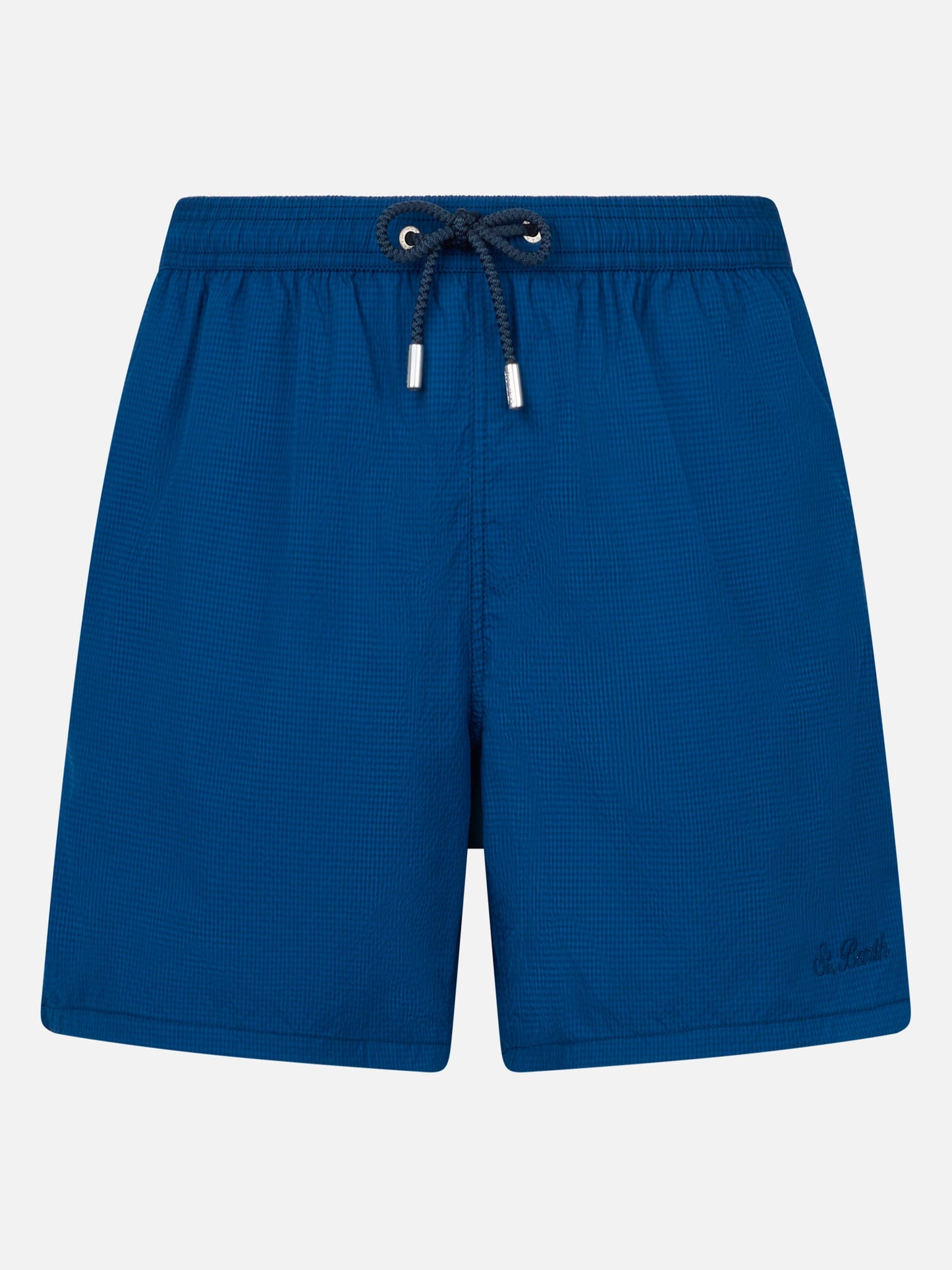 Patmos navy blue seersucker classic light swim shorts