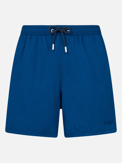 Patmos navy blue seersucker classic light swim shorts