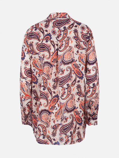 Woman linen shirt Alodie with paisley print and pockets