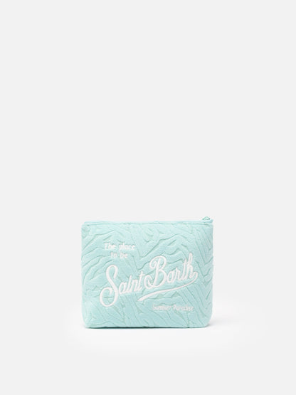 Aline water green zebra embossed terry pochette - MC2 Saint Barth