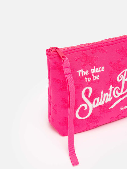 Aline fuchsia stars embossed terry pochette - MC2 Saint Barth