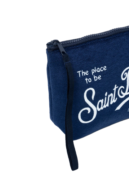 Aline navy blue embossed terry pochette - MC2 Saint Barth