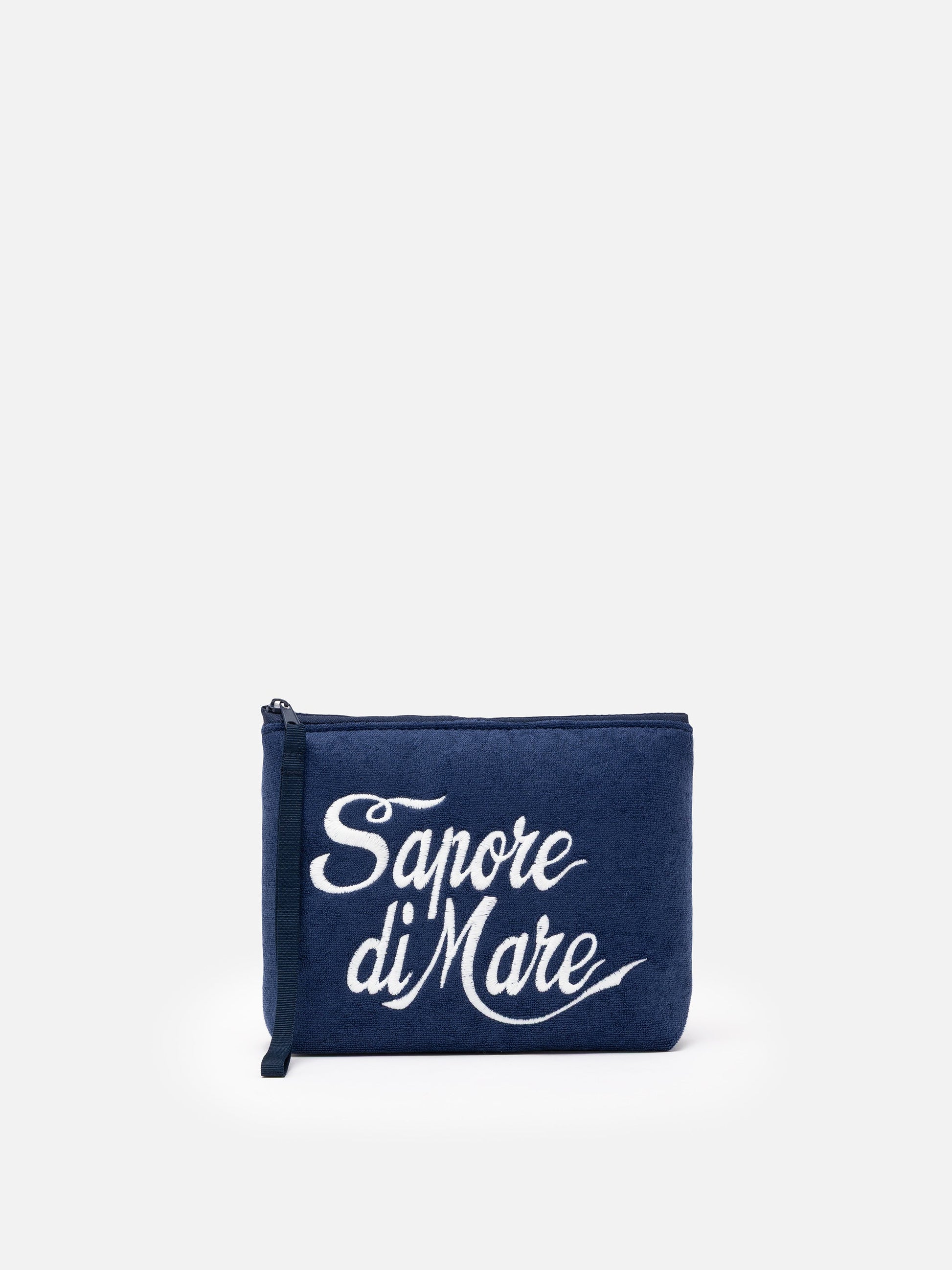 Aline navy blue embossed terry pochette | SAPORE DI MARE SPECIAL EDITION - MC2 Saint Barth