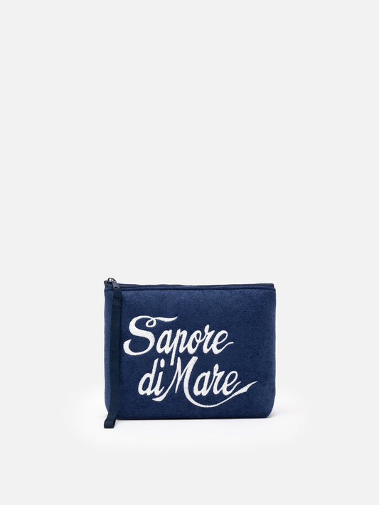 Aline navy blue embossed terry pochette | SAPORE DI MARE SPECIAL EDITION - MC2 Saint Barth