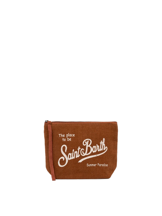 Aline brown linen pochette - MC2 Saint Barth