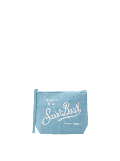 Aline light blue linen pochette - MC2 Saint Barth