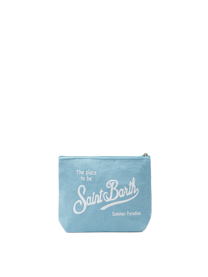 Aline light blue linen pochette - MC2 Saint Barth