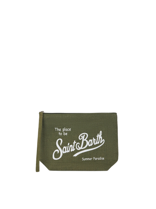 Aline military green linen pochette - MC2 Saint Barth