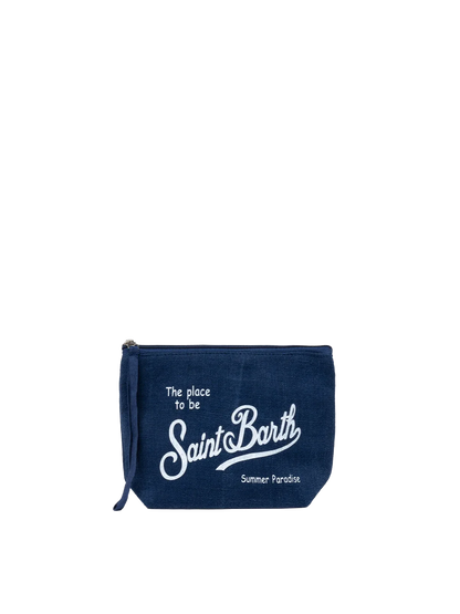 Aline navy blue linen pochette - MC2 Saint Barth