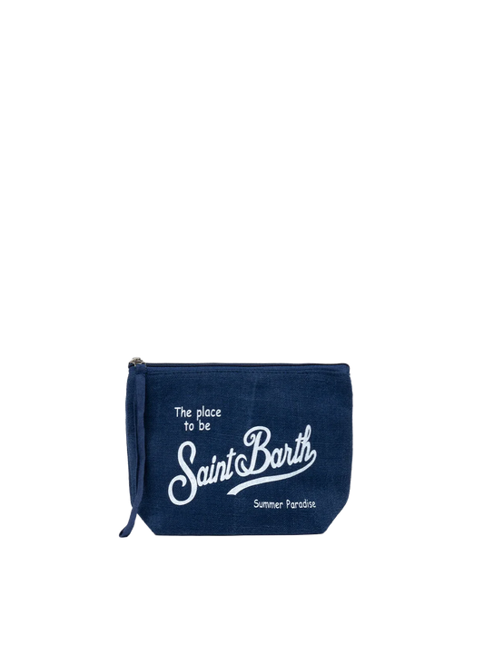 Aline navy blue linen pochette - MC2 Saint Barth