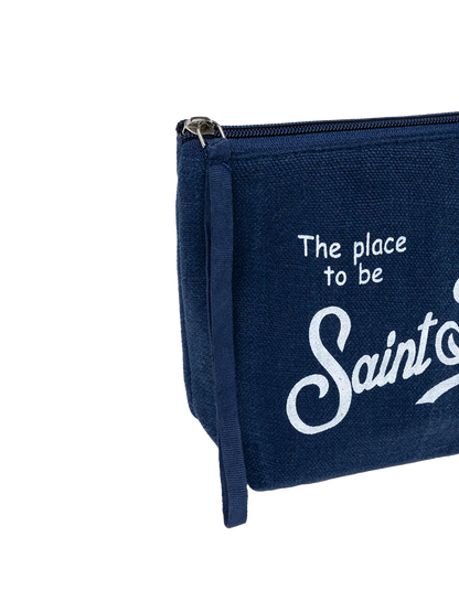 Aline navy blue linen pochette - MC2 Saint Barth