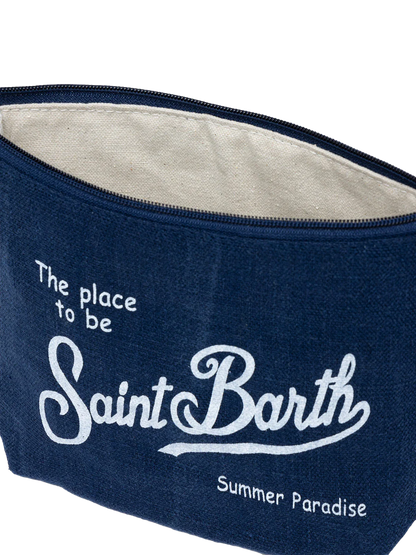 Aline navy blue linen pochette - MC2 Saint Barth