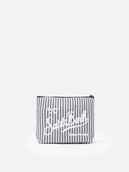 Aline Soft cotton linen pochette with striped print - MC2 Saint Barth
