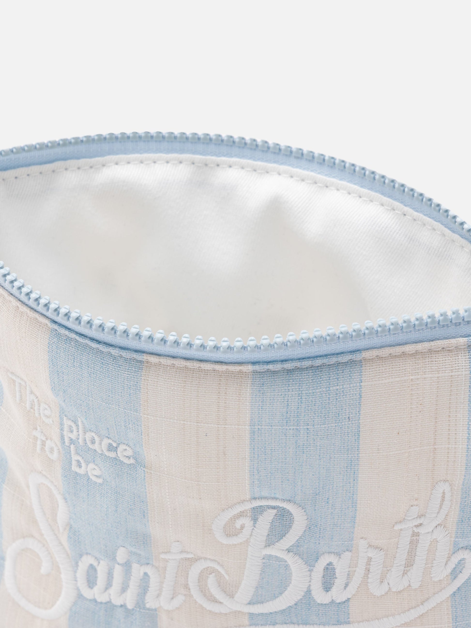 Aline Soft cotton linen pochette with striped print - MC2 Saint Barth