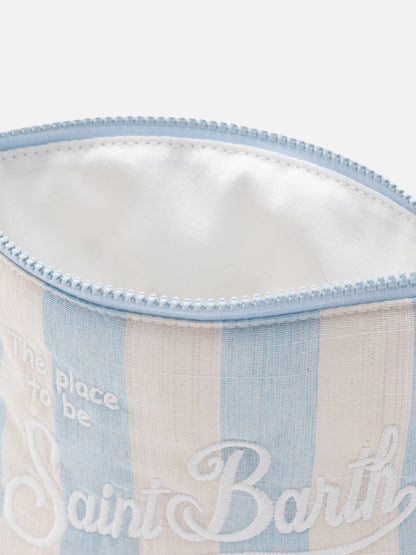 Aline Soft cotton linen pochette with striped print - MC2 Saint Barth