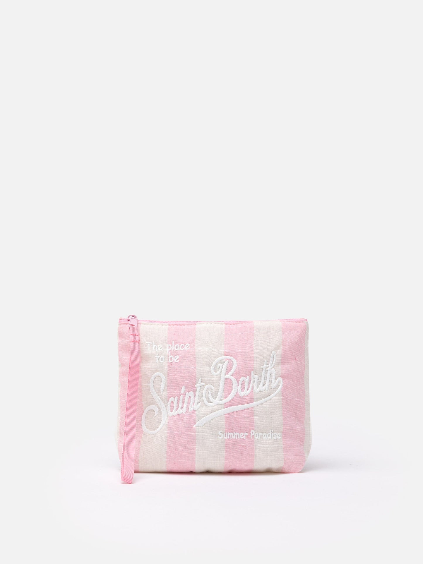 Aline Soft cotton linen pochette with striped print - MC2 Saint Barth