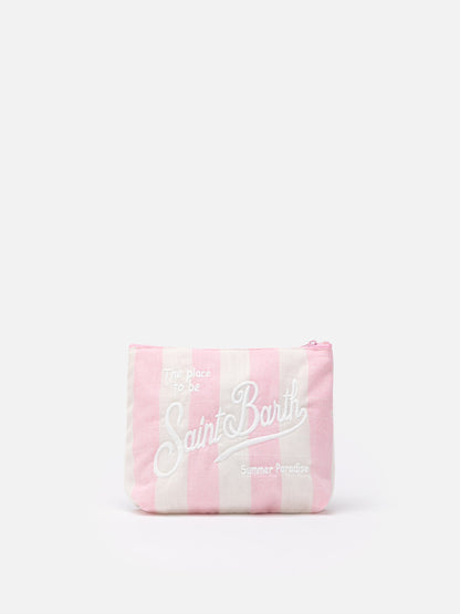 Aline Soft cotton linen pochette with striped print - MC2 Saint Barth