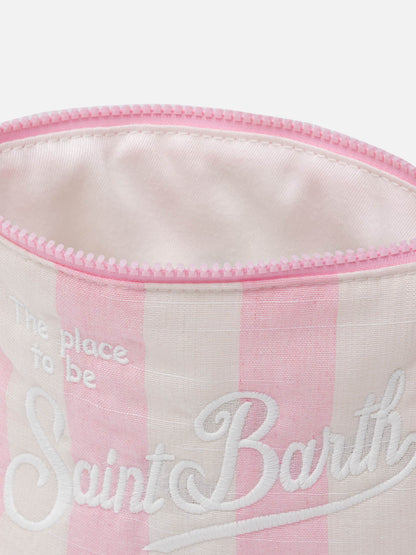 Aline Soft cotton linen pochette with striped print - MC2 Saint Barth