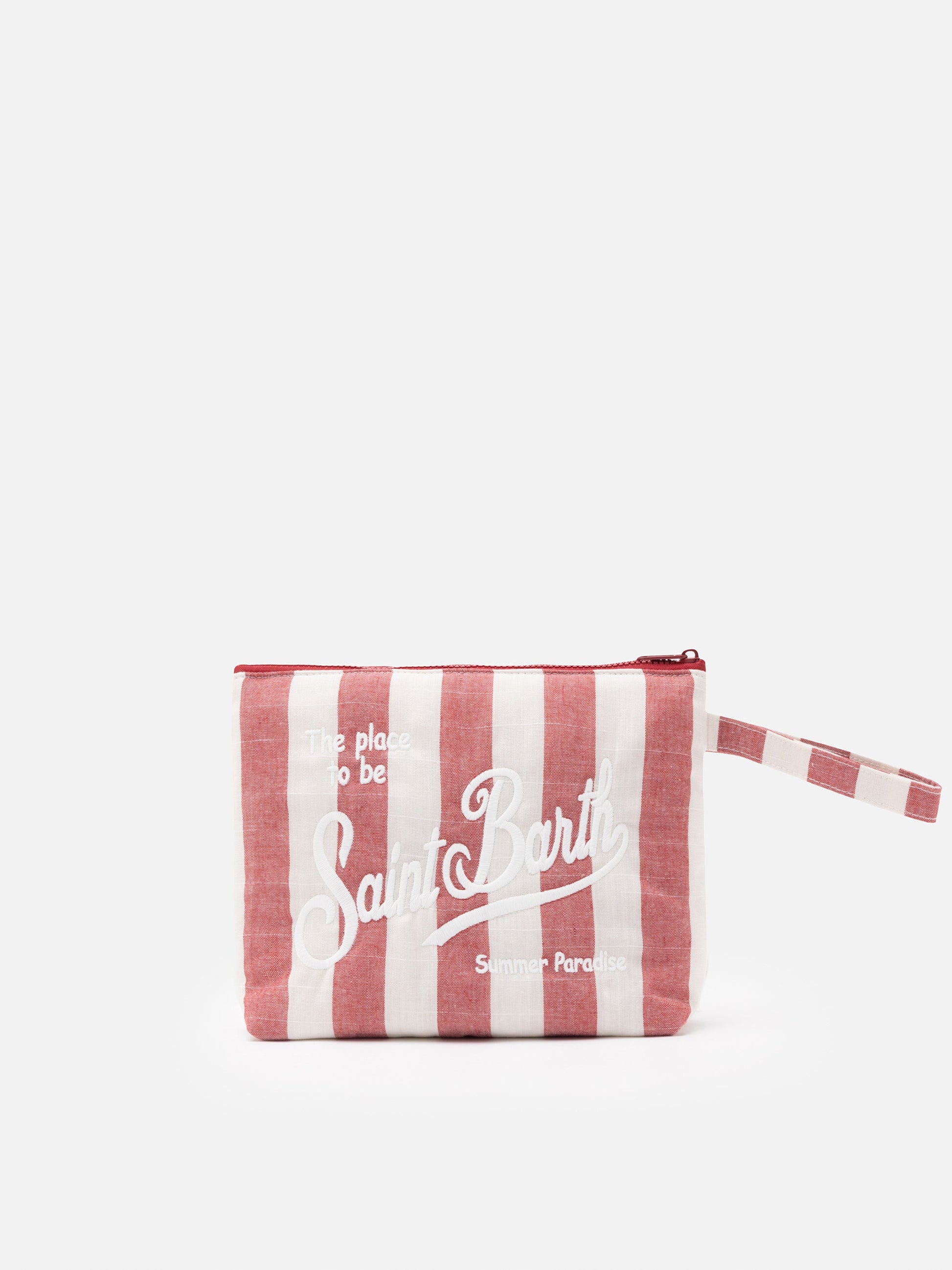 Aline Soft L cotton linen pochette with striped print - MC2 Saint Barth