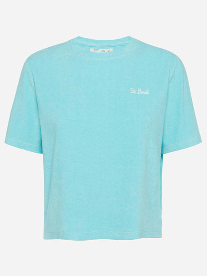 Water green terry cotton t-shirt Aleja