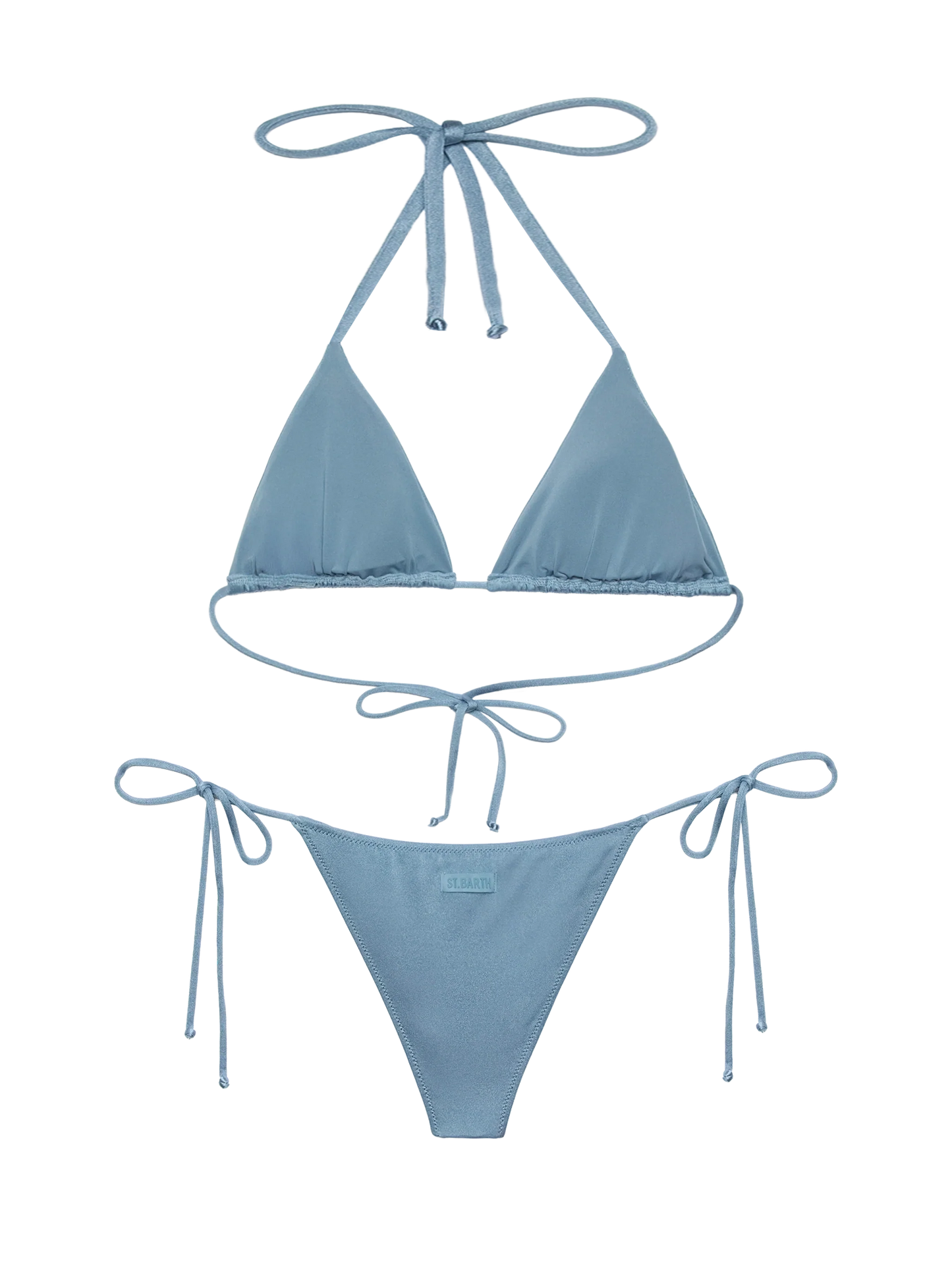 Marielle avio blue classic swim briefs with rhinestone embellishment - Annabelle riangle top swimsuit with rhinestones
