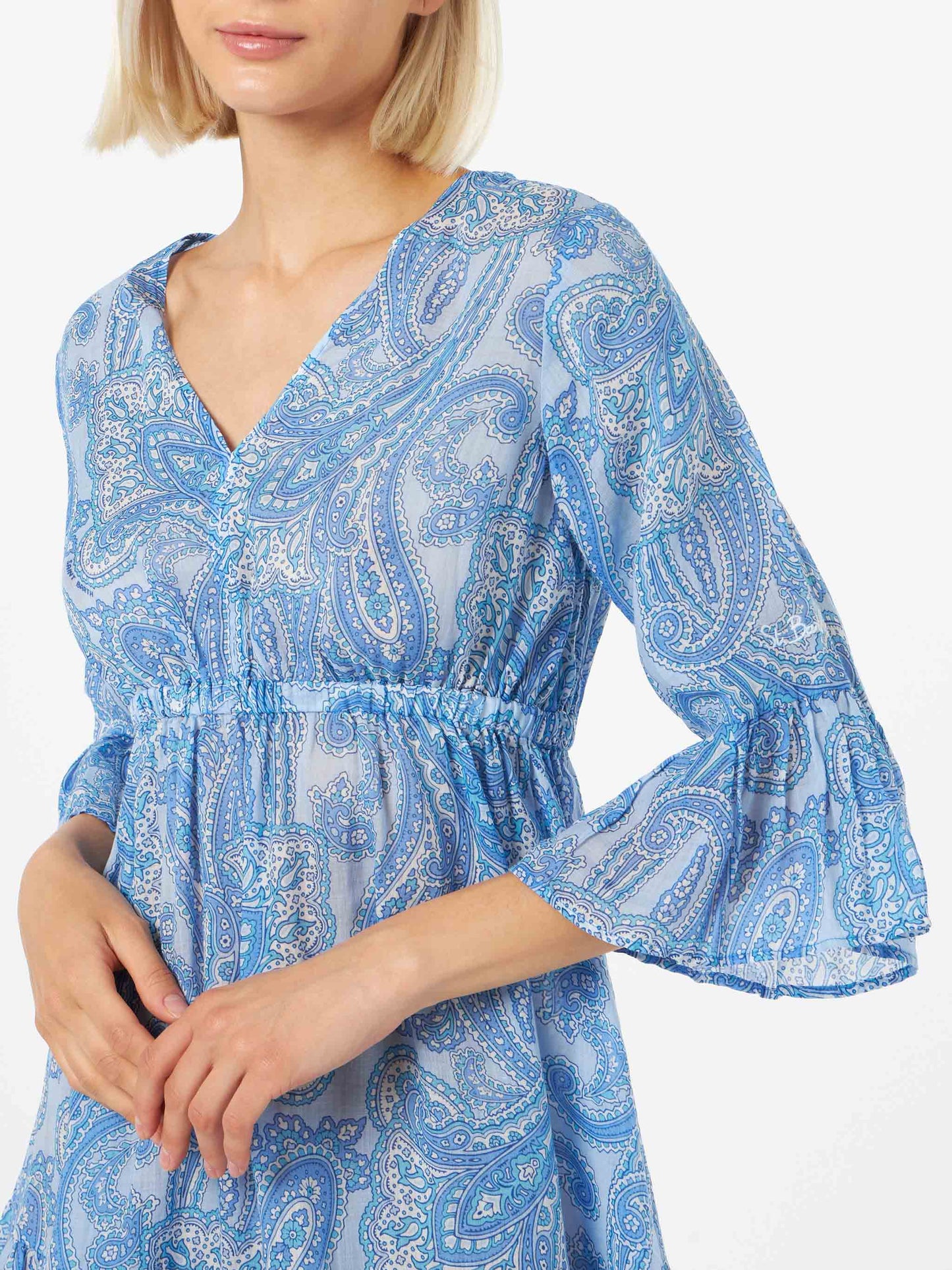 Woman linen paisly short dress April