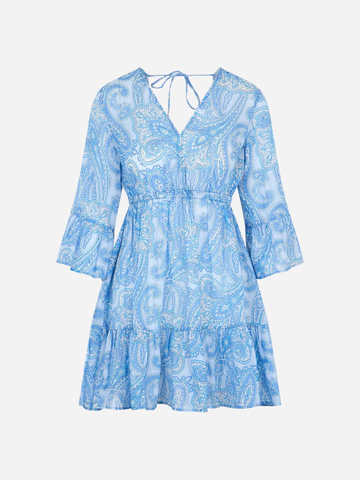 Woman linen paisly short dress April