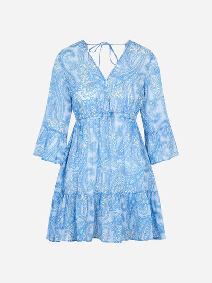Woman linen paisly short dress April