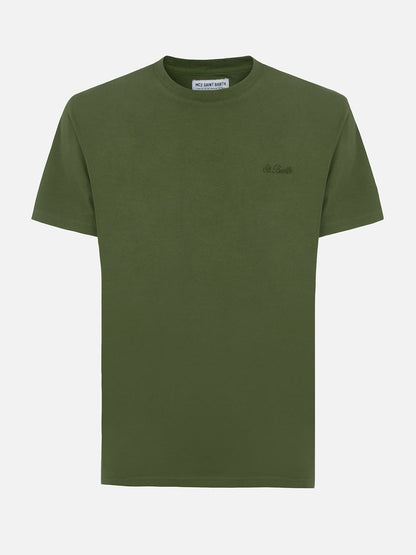 Man military green t-shirt Arnott with St. Barth embroidery