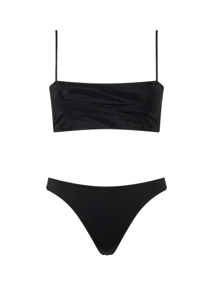 Woman zebra bandeau bikini Athena Naomi with rhinestones