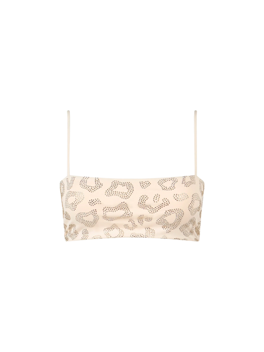 Woman animalier bandeau top swimsuit Athena with rhinestones