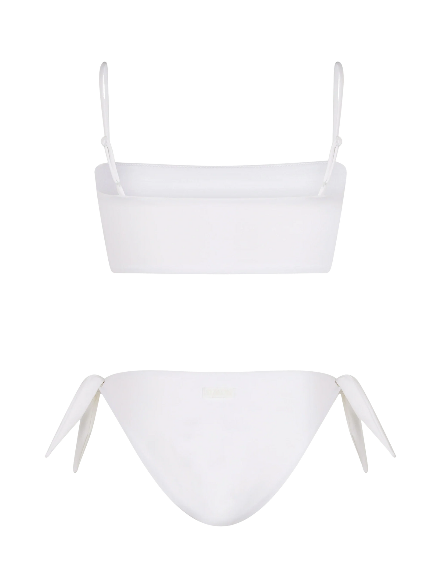 Woman white bandeau bikini Athena Yali with rhinestones