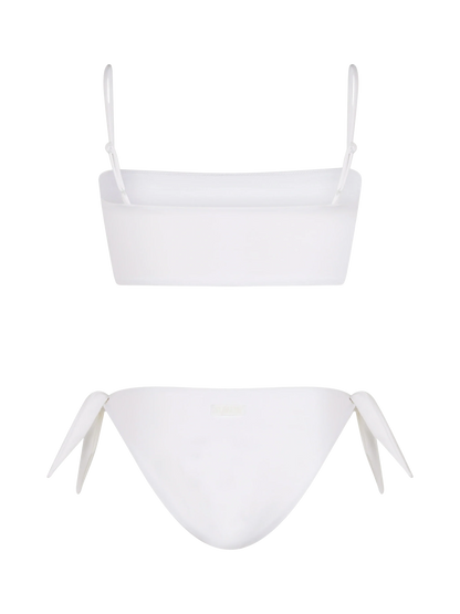 Woman white bandeau bikini Athena Yali with rhinestones
