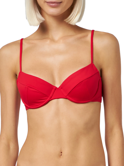 Woman red underwired bralette bikini Bea Virgo