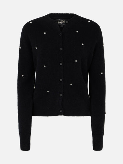 Woman black cardigan Bellamy with rhinestones