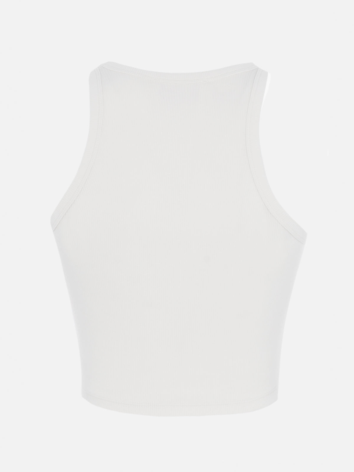 Woman rib-knit cotton crop tank with Saint Barth Beach Club embroidery