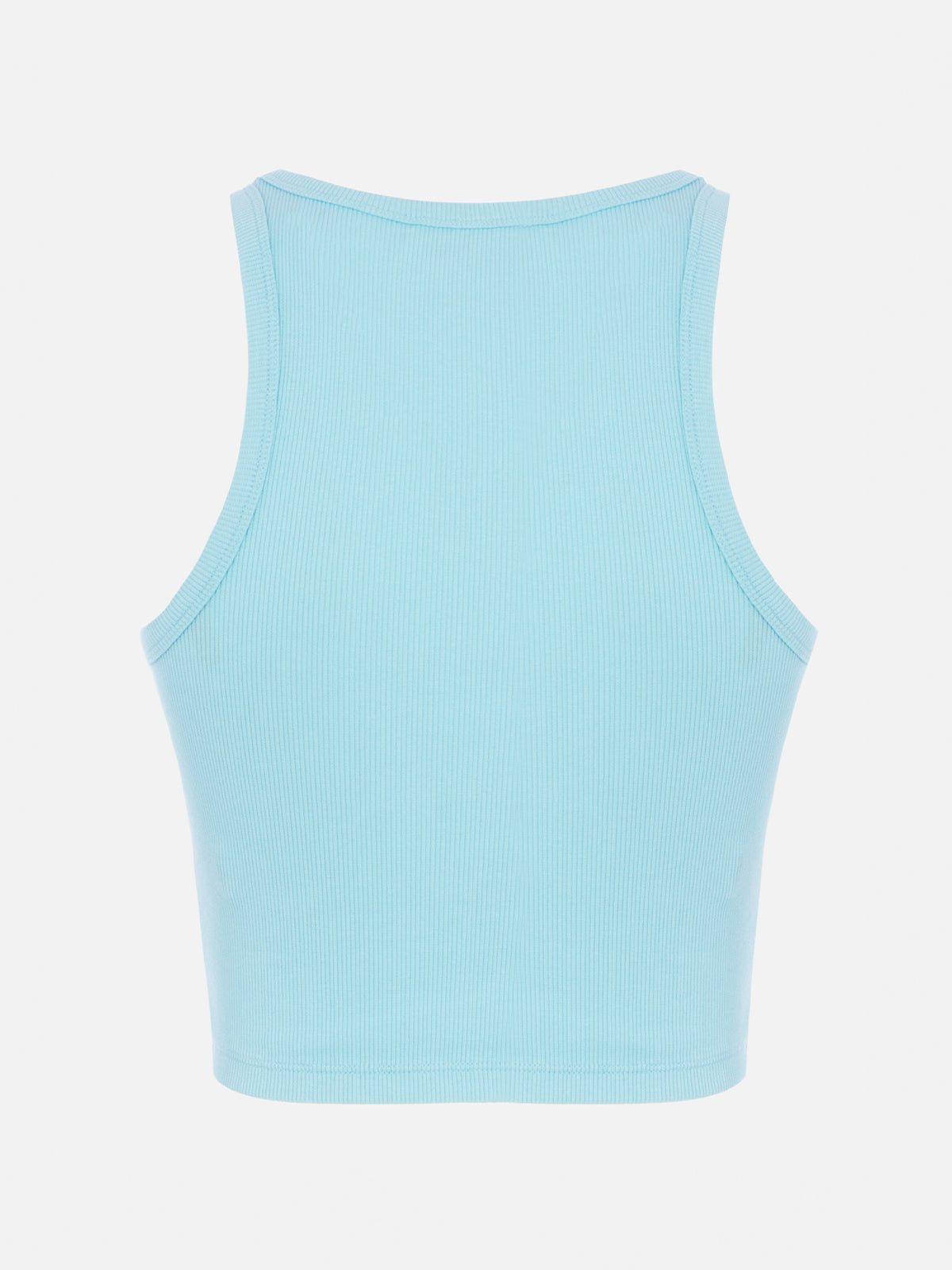 Woman rib-knit cotton crop tank with Saint Barth Beach Club embroidery