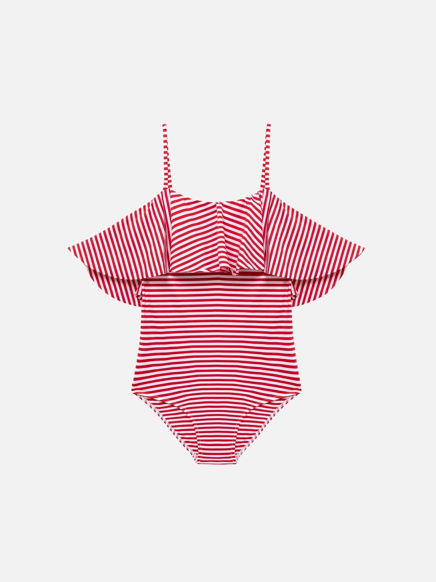 One-piece swimsuit Brielle with flounce and striped print