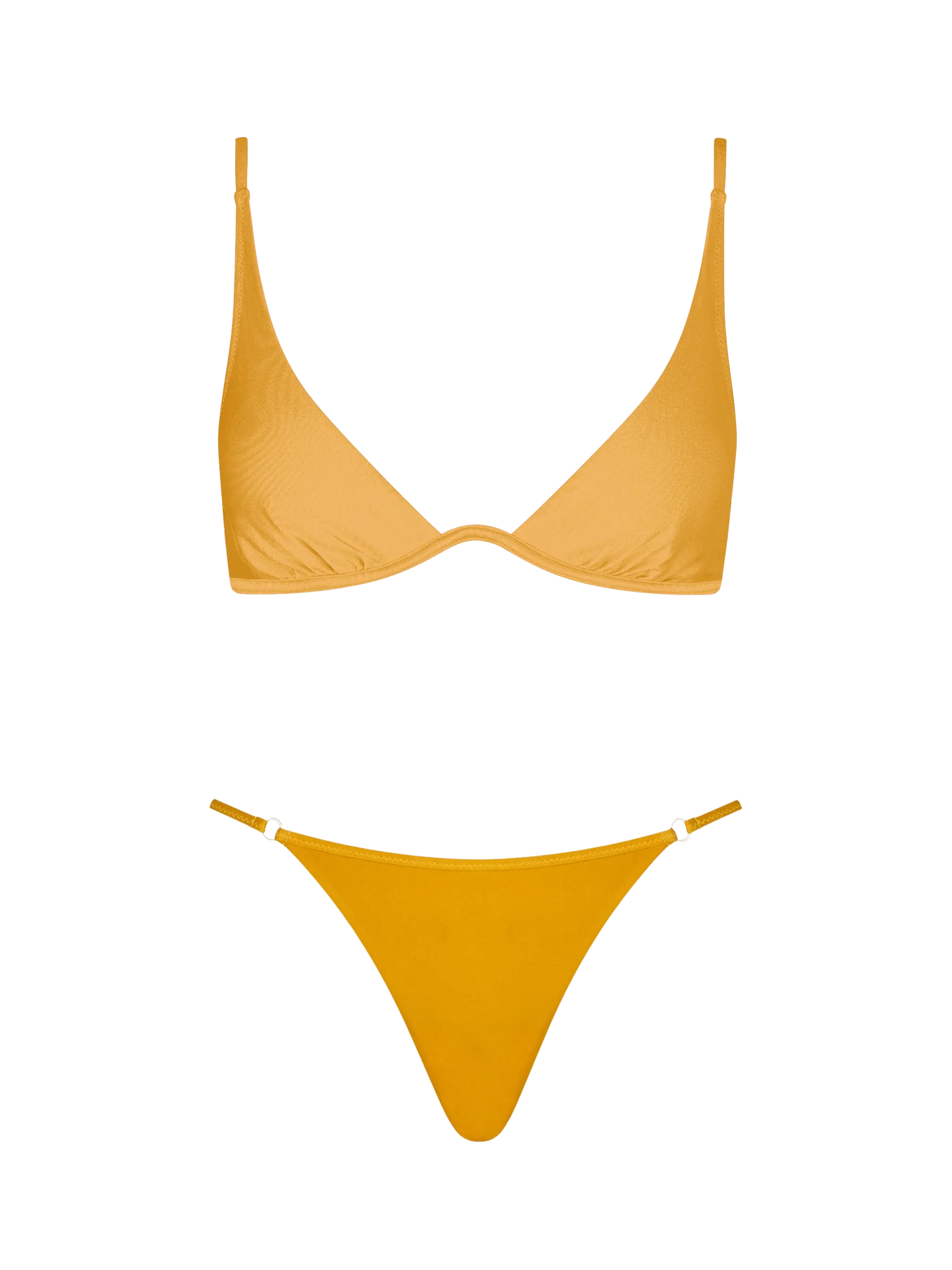 Woman ochre yellow underwired triangle bikini Winona Jodene