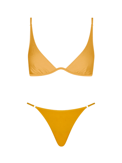 Woman ochre yellow underwired triangle bikini Winona Jodene