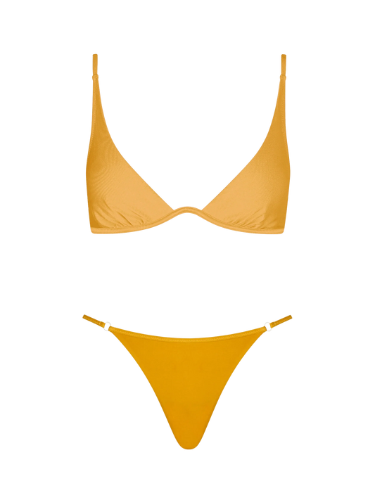 Woman ochre yellow underwired triangle bikini Winona Jodene