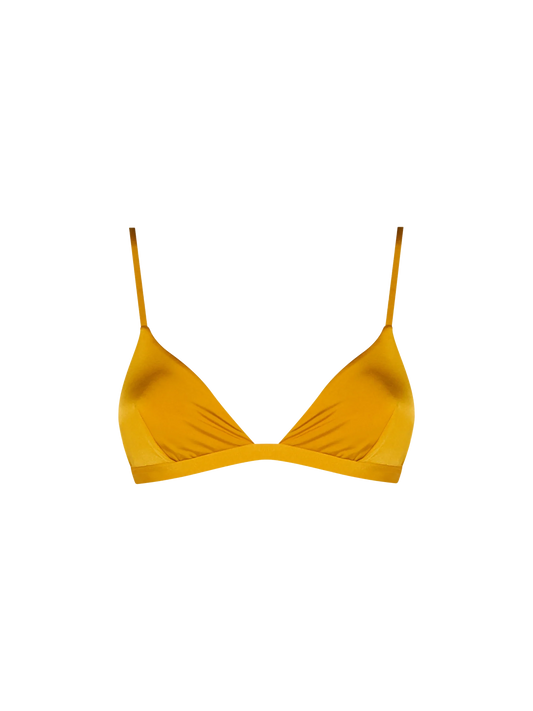 Woman ochre yellow triangle top swimsuit Brooke