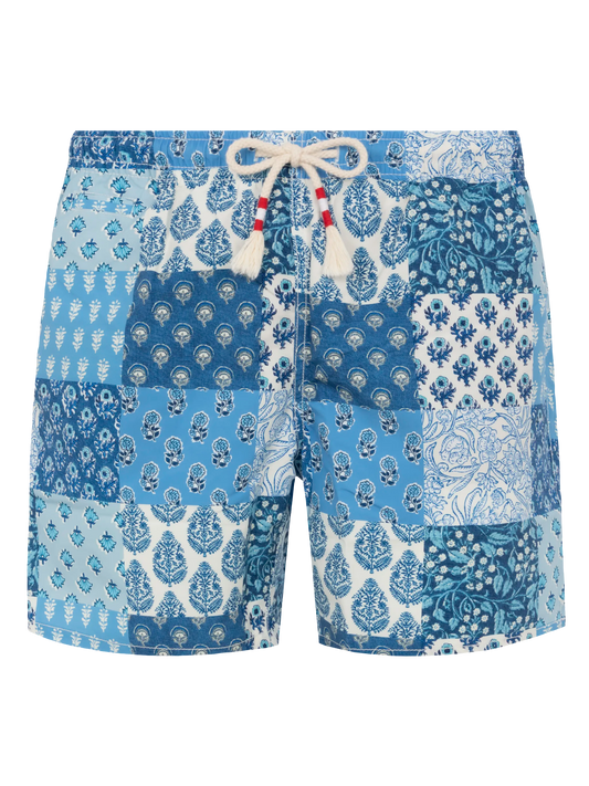 Mid-length swim-shorts Caprese with floral patch print