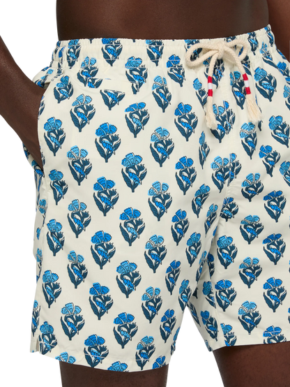 Mid-length swim-shorts Caprese with flower print